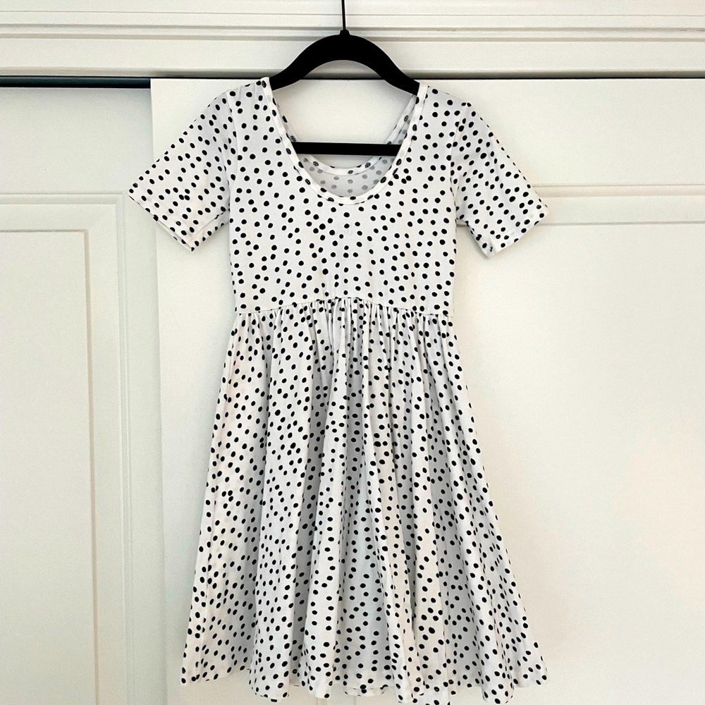 Alice + Ames White with Black Polka Dots Girls Dress Size 5